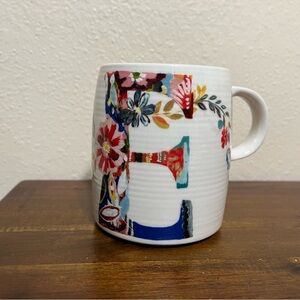 Anthropologie Floral Monogram “E” Mug